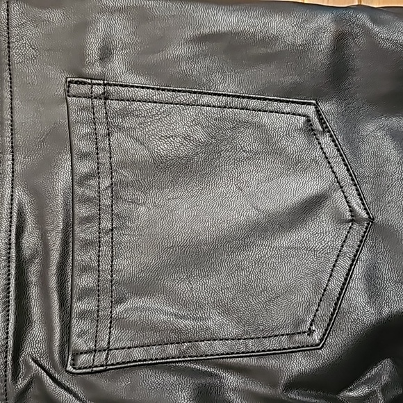 Shinestar black vegan leather pants not worn Size XL washable high rise - Picture 6 of 11